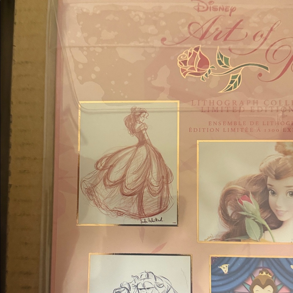Disney Belle Lithograph in Pink and Gold - Picture 3 of 8